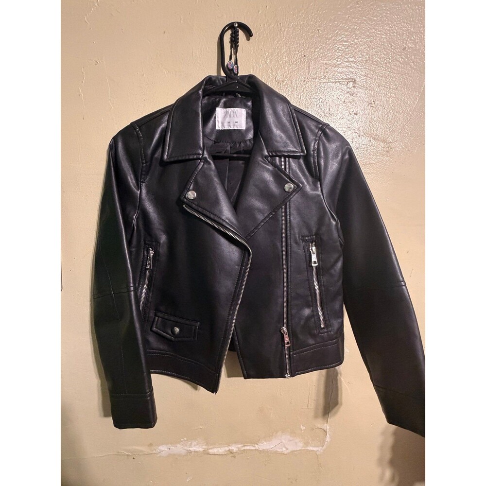 Zara ‘Girls' Black Faux Leather Jacket (Kids Size 10) – Pre-Owned